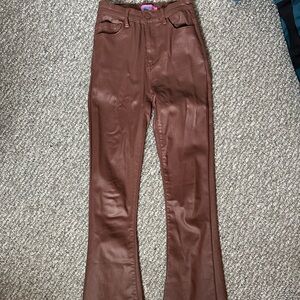 Edikted Brown leather flare pants